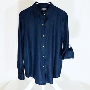 Navy Linen Blouse